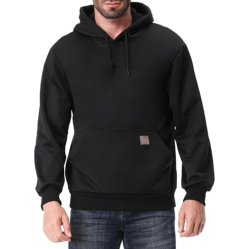 Men's Relaxed Fit Fleece-Lined Pullover Hooded Sweatshirt Comfortable and Soft