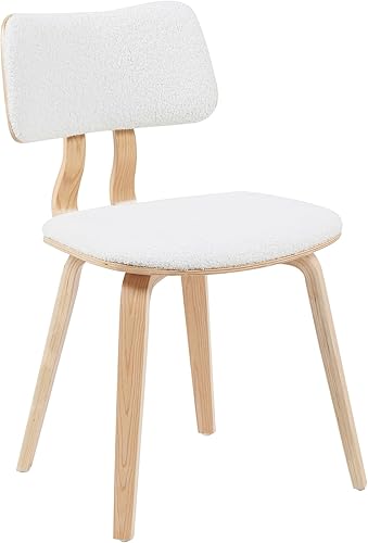 Miniatura 2 de Armen Living Jaguar Mid-Century - Silla de comedor tapizada en acabado de roble con diseño de boucle blanco