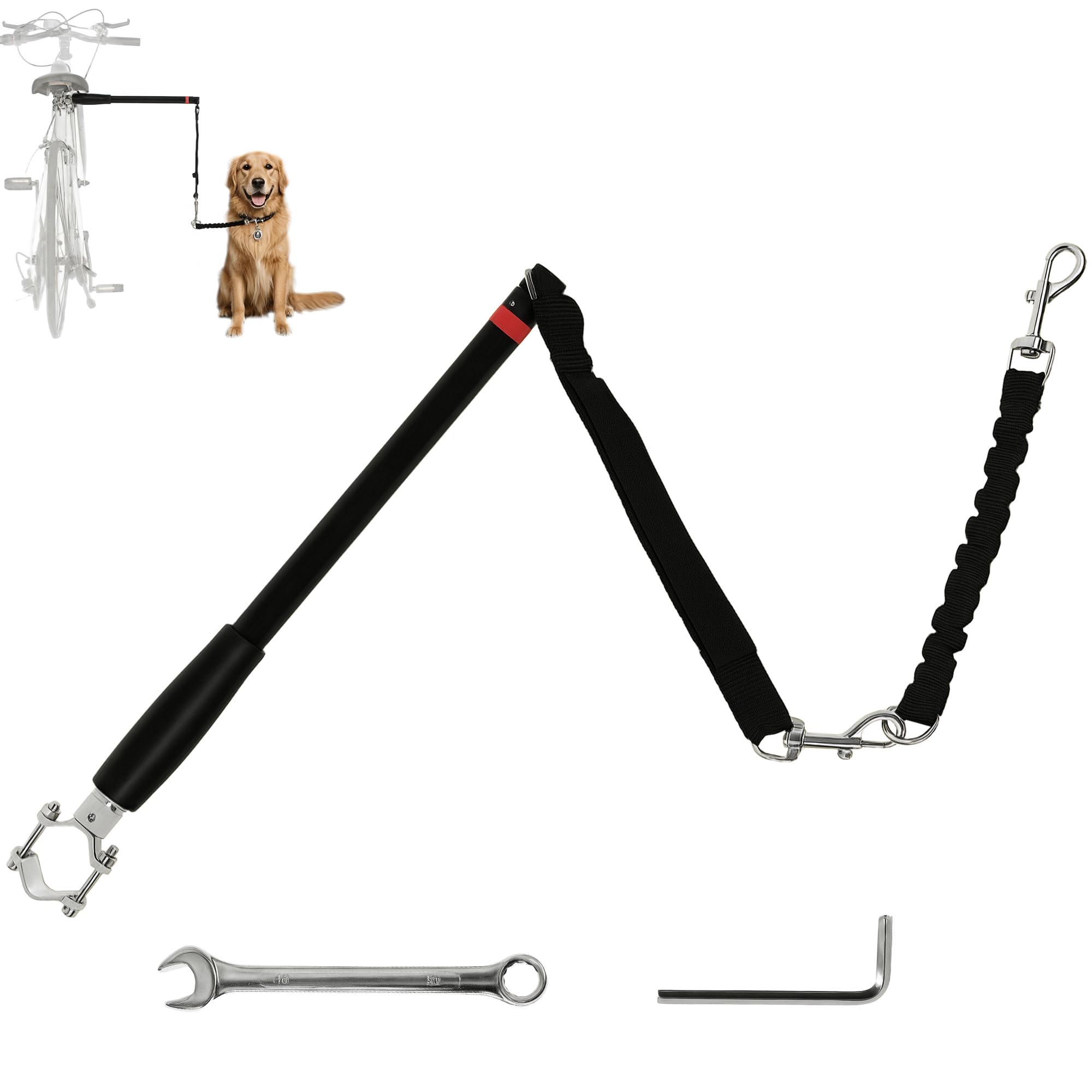 PawHut Dog Lead for Bicycle, Dog Bicycle Exerciser Leash Easy Installation Removable, Hands Free Dog Bike Leash for Cycling, Training, Jogging, Black