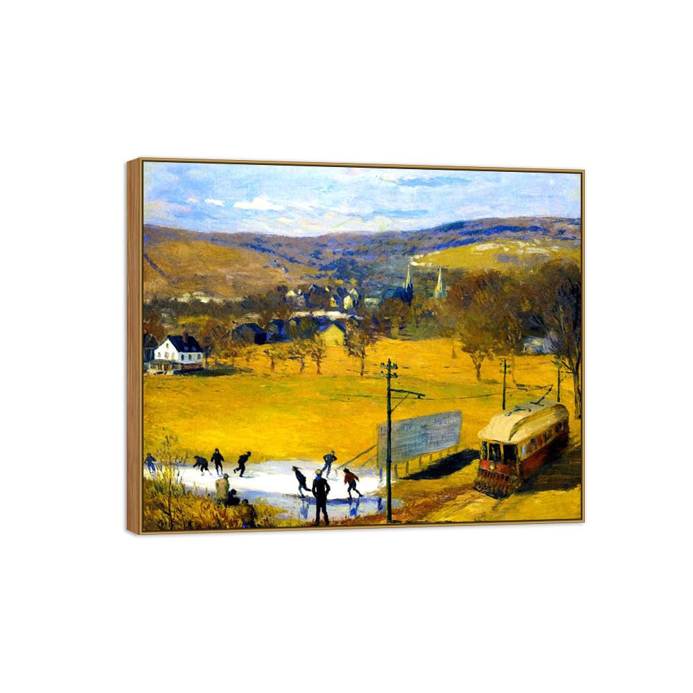 SDYSKKUG William Glackens Canvas Wall Art Prints for Living Room. Autumn 95x80cm Wood Frame