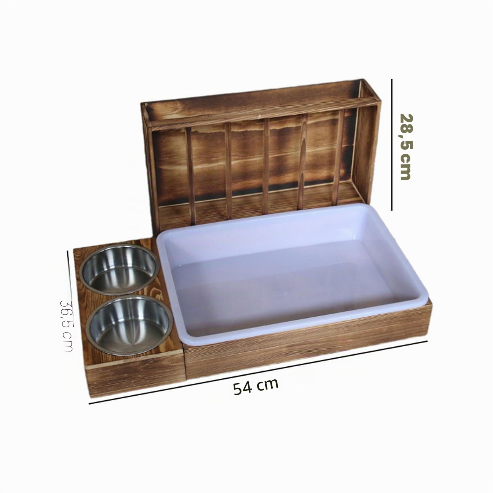 MagiDeal 4 en 1Mangeoire à Foin pour Lapins, Mangeoire en Bois pour Lapins avec Bac à Litière, Râtelier à Foin en Bois pour Petit Animal, Cochons D'in, Ratelier Foin Lapin Mangeoire