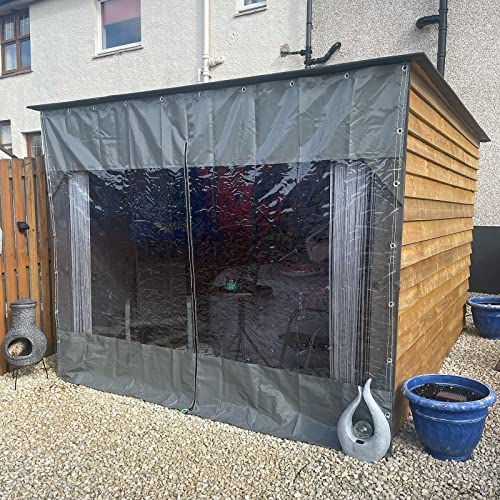 Cortinas para pergolas de jardin para disfrutar del porche y la terraza con lona gris con cremallera 8