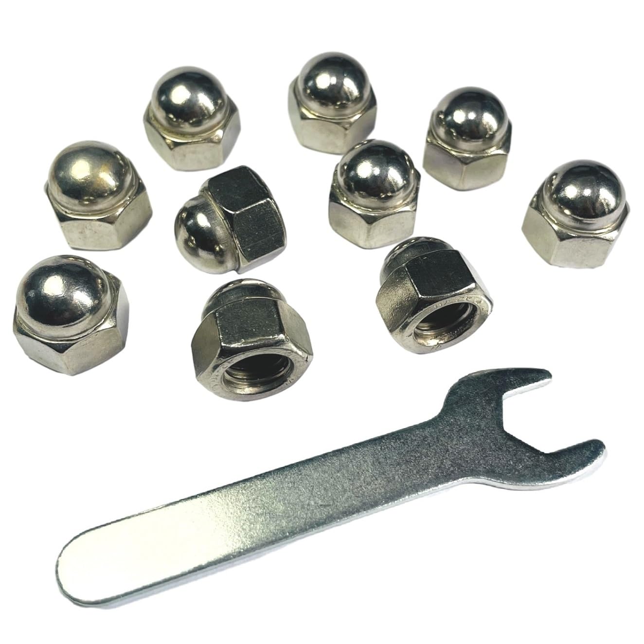 Stainless Steel Acorn Nuts - 50 Pack with Wrench -17