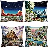 Oil Painting Black Large Tree and Flower Birds Cotton Linen Throw Pillow Case Cushion Cover Home Sofa Decorative 18 X 18 Inch (Mermaid)