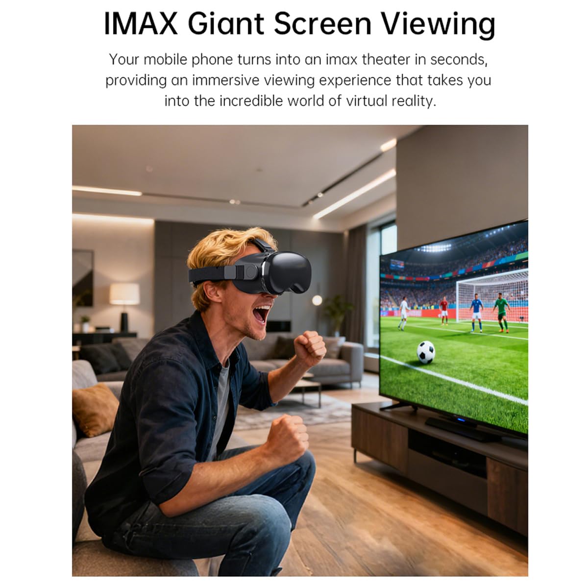 Casque VR pour iPhone et Android, Lunettes de réalité virtuelle 3D avec éclairage Bleu pour Jeux VR, Films et vidéos, Compatible avec des téléphones de 4,7 à 7,0 Pouces (with Headphones)