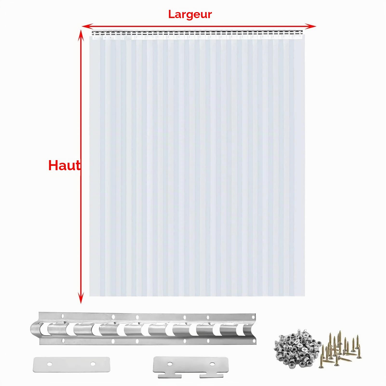 Rideau à Bandes 1,7mm Épaisseur, Rideau a Lamelles PVC Transparent Bandes de Porte Plastique pour Garage, Entrepôt, Grange (Color : Clear, Size : 90x200cm)