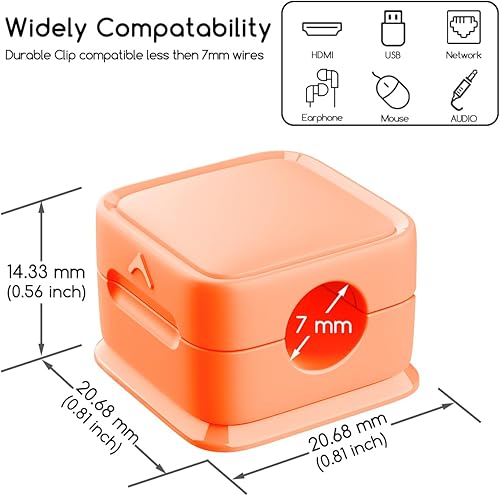 Miniatura 6 de Soporte organizador de cables magnéticos, paquete de 6 clips de cable de escritorio, soporte de cable de carga para ocultar el teléfono, soporte de