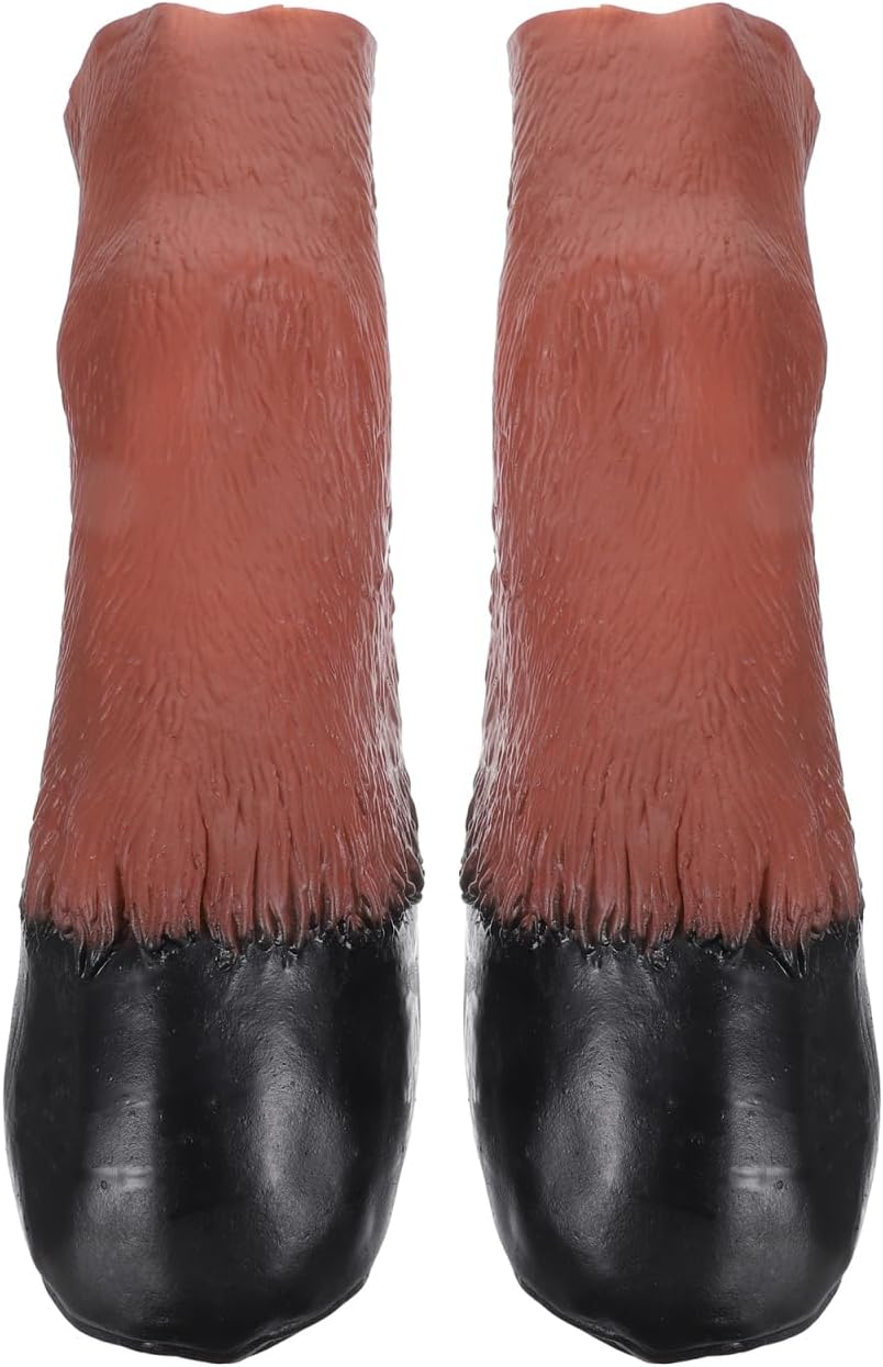 Amosfun 1 Pair Brown Gloves Animal Masks Latex Gloves Halloween Cosplay Gloves Masquerade Horse Hooves Halloween