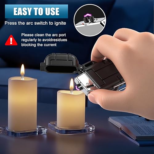 Miniatura 2 de LcFun Encendedor eléctrico USB C recargable de plasma resistente al viento, encendedores de arco sin llama, fósforos a prueba de agua para camping,