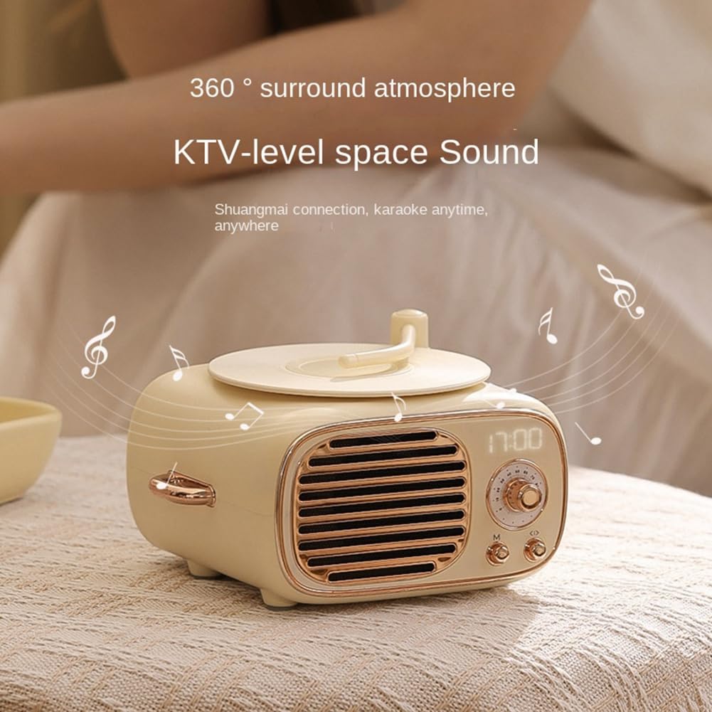 Mini haut-parleur Bluetooth vintage à l'ancienne avec horloge Mini haut-parleur Bluetooth portable avec microphone sans A