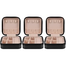 3 pcs Earrings Small Compartments Single Multi Storage for Finger Multi-grid Watch Creative Multifunctional Home Large Container Pu Trinket Household Organizer Bracelet Leather Blackx3pcs