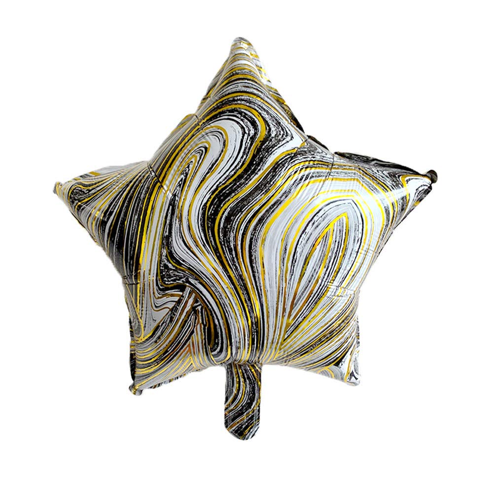 18" Marble Star Foil Balloons Mylar Balloons Agate Star Balloons Star Balloon for Wedding, Party Decorations Balloons,Black,10 Pieces