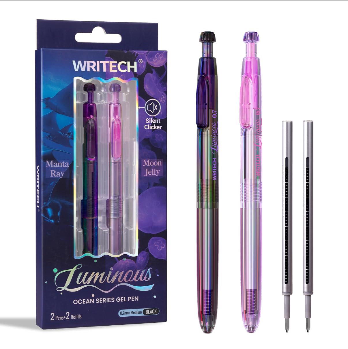 ペン2本 Amazon.co.jp: WRITECH ジェルペン 中字：蛍光ペンセット 0.7mm、黒