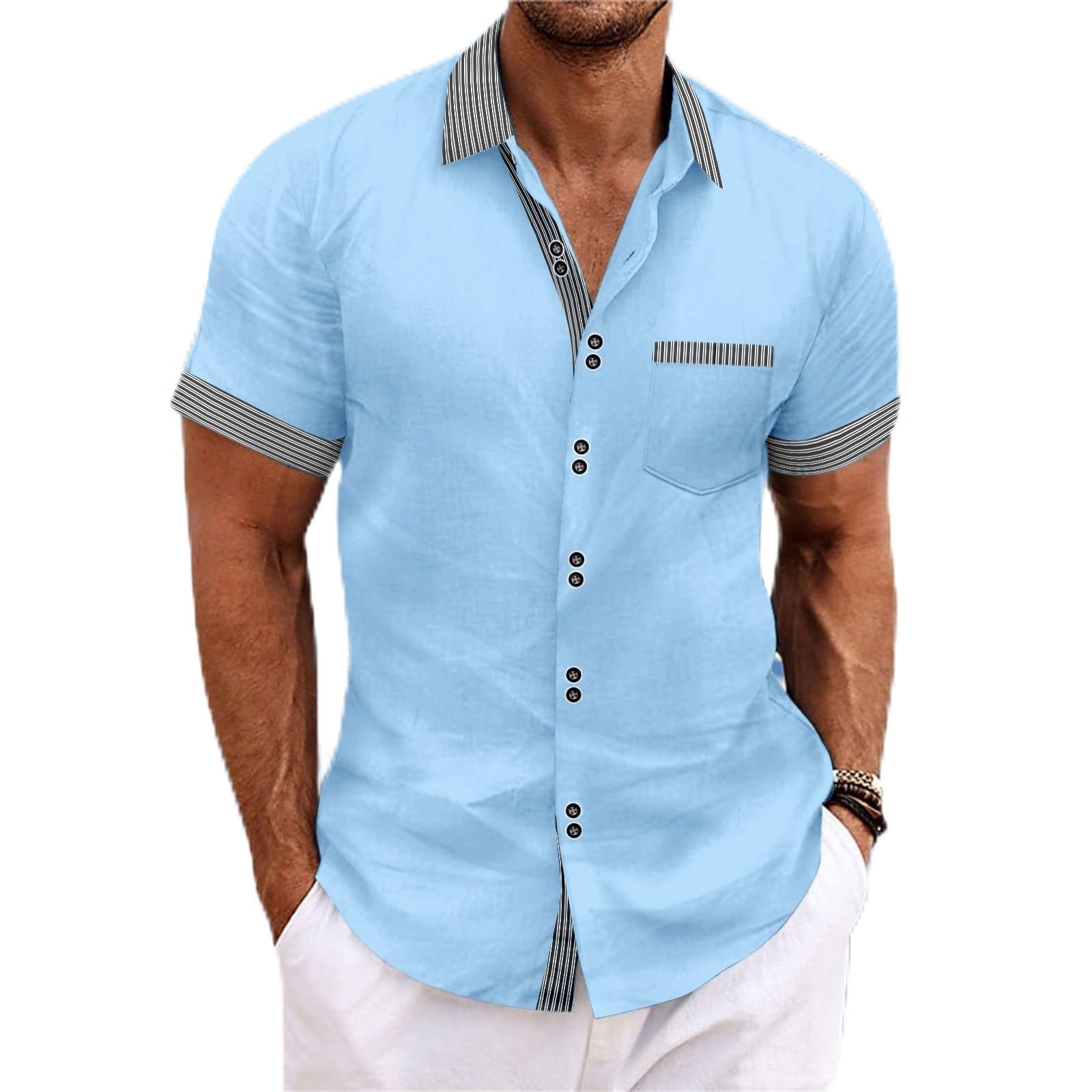 SOOUICKER Hemd Herren Kurzarm Bunt Oversize Kurzarmhemd Muster Vintage Freizeithemden Für Herren Sommer Sommerhemd Kariert Print Strandhemd Leicht Hippie Urlaub