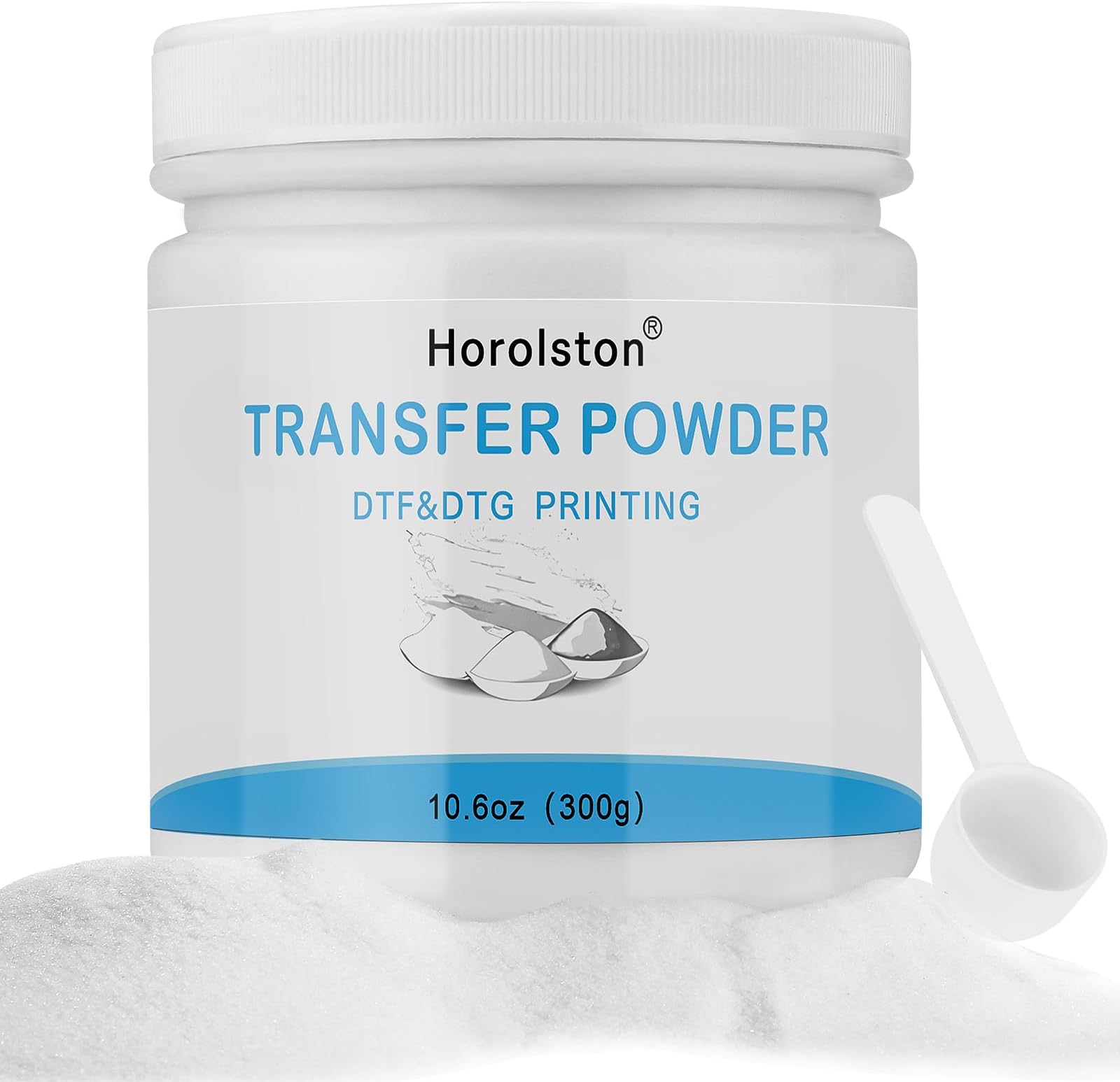 DTF Powder White Digital Transfer Hot Melt Adhesive,DTF Pretreat Powder for All DTF White Inks,DTG Printers,DTF Hot Melt Adhesive Powder for Black or Dark Fabrics,300g - 10.6oz