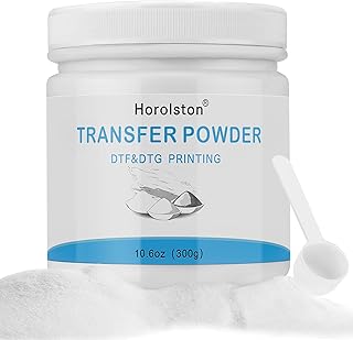 Horolston DTF Powder White Digital Transfer Hot Melt Adhesive,DTF Pretreat Powder for All DTF White Inks,DTG Printers,DTF Hot Melt Adhesive Powder for Black or Dark Fabrics,300g - 10.6oz