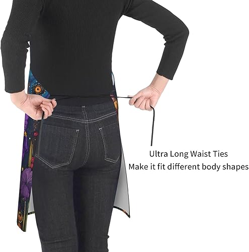 Miniatura 8 de Cosmic Purple Irises Print Kitchen Cooking Apron, Adjustable Waterproof Apron With Pockets, Unisex