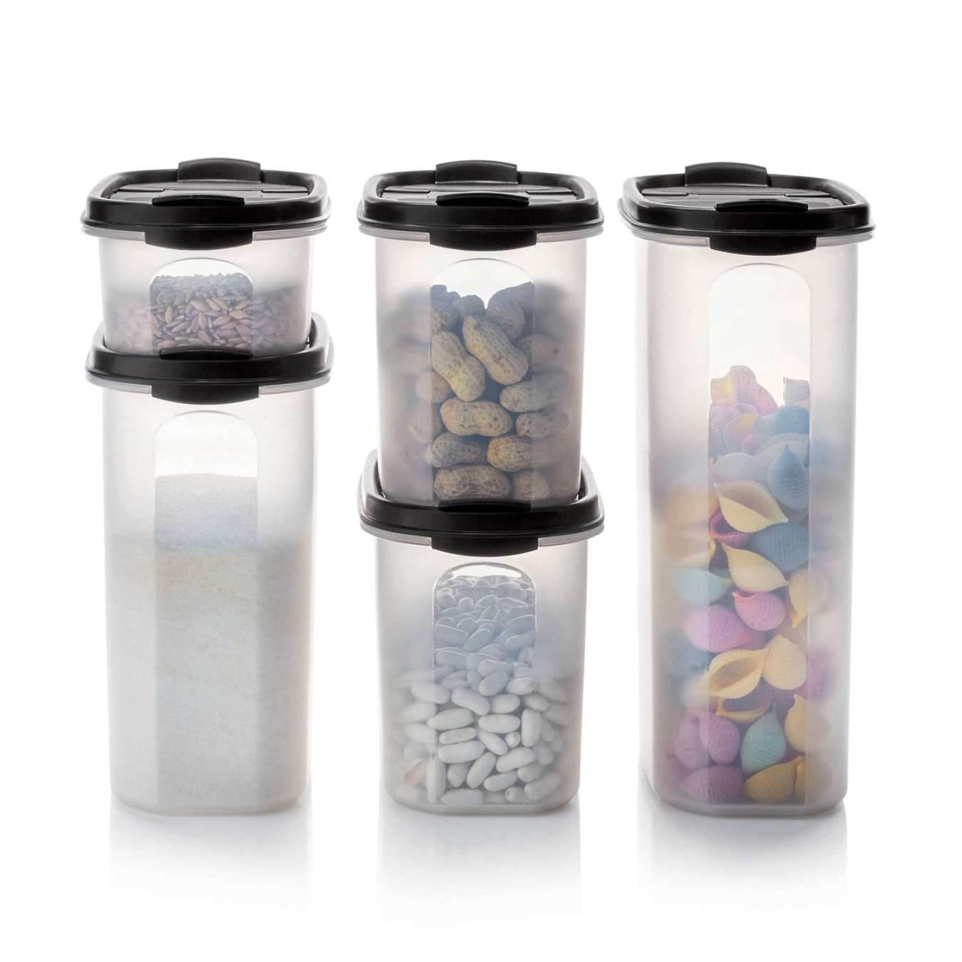 Tupperware Black Modular Mates - Stackable Food Storage Containers - Store Cereal, Rice, Pasta, Baking Ingredients And More - Airtight & Moisture-Proof Lid For Freshness - Great For Kitchen Organisation