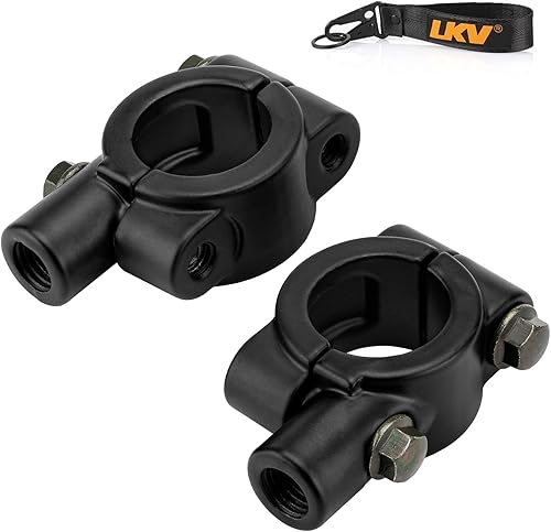 LKV Motocicleta universal 0.394 in 78" manillar espejo montaje soporte abrazadera adaptador rosca negro para motos calle ATV moto nieve scooter