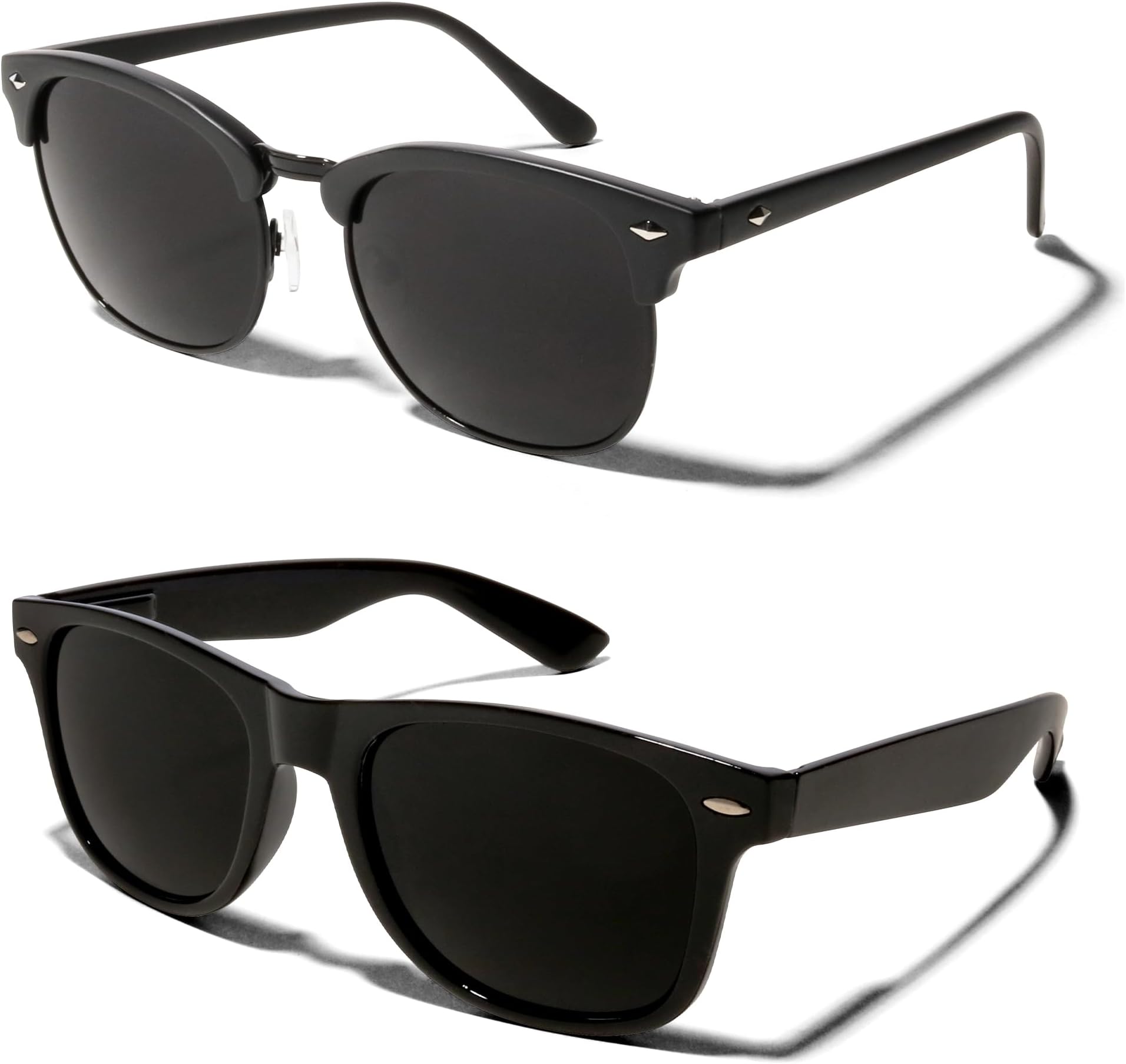 ShadyVEU Super Dark Black Sunglasses UV Protection Lens Spring Hinge 80s Vintage Retro Inspired Shades