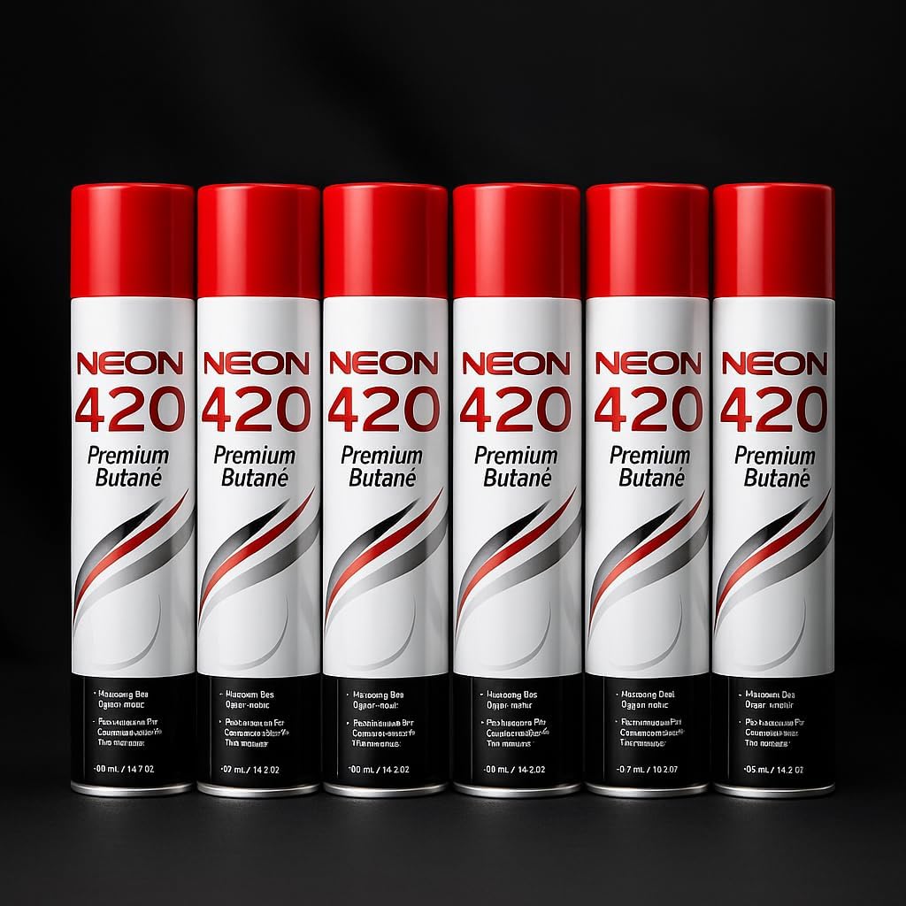 NEON Butane Lighter Refill 11X Ultra Refined Fuel 420ml – Premium Gas Lighter Refill for Torches and Refillable Lighters – Clean Burning Butane Fuel for Torch Lighter and Culinary Use – 6 Pack Bundle