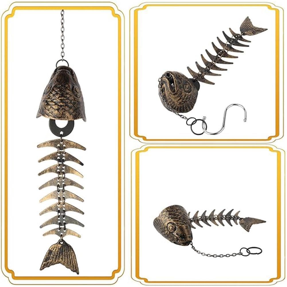 Fisch-Skelett Windspiel Aus Metall – Melodisches Windspiel Für Garten, Terrasse Oder Balkon