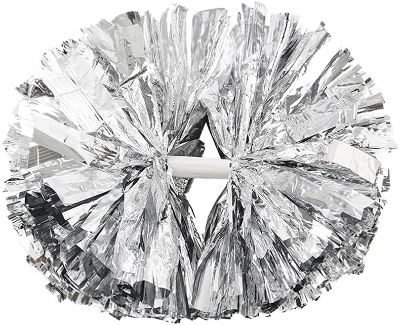 PUZINE 2 Pack Cheerleading pom poms with Banton Handle,Metallic foil Cheer pom poms for Sports Party Dance Team Accessories Cheering Squad Spirit Kids Adult : Sports & Outdoors