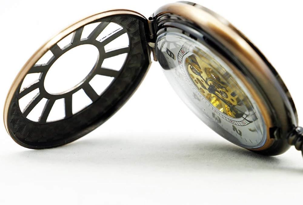 OIFMKC Pocket Watch Luxury Retro Hollowed Wheel Mechanical Pocket Watch with Chain Men's Pocket Watch