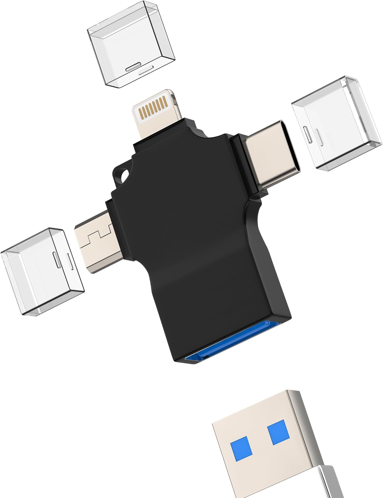 USB C Lightning Micro USB Male to OTG 3.0 Female 3in1 Adapter for Apple for iPhone 16 15 14 13 12 Pro MAX Card Reader Cable for iPad Type C Android Connector Compatible with Samsung S25 S24