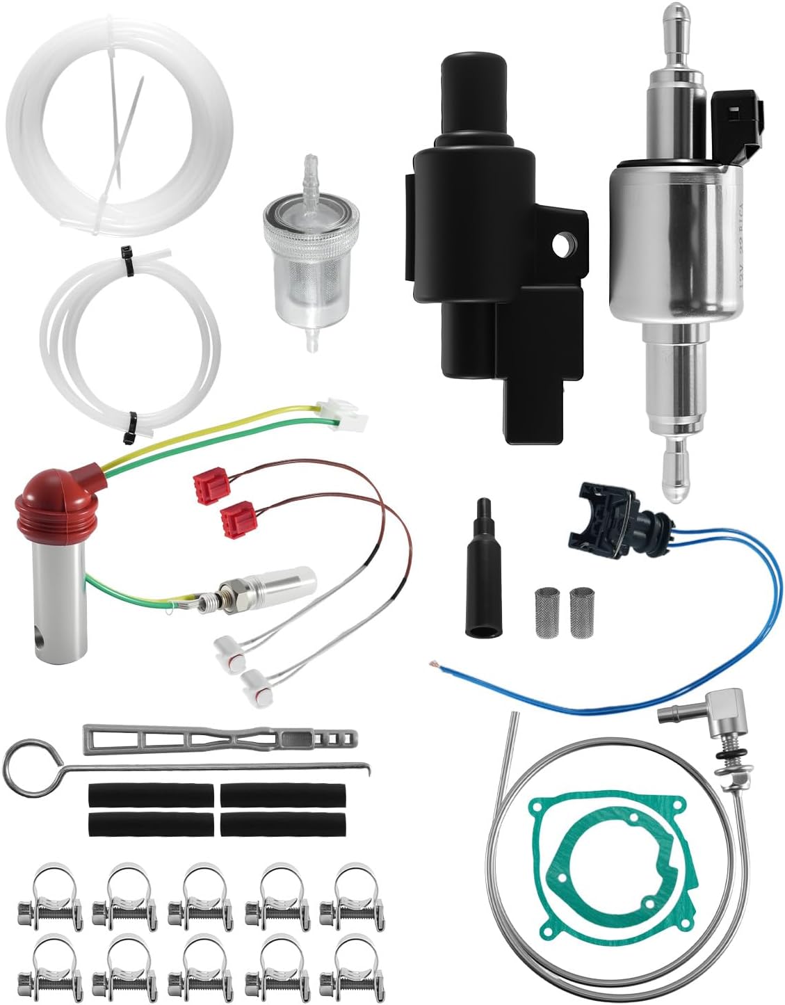 12v Diesel Heater Glow Plug Repair Kit Fit for Eberspacher Webasto 2-5Kw Replace 22451901 252069060001 252069010003, Parking Heater Maintenance Kit with Fuel Metering Pump Glow Plug Fuel Pipe Gaskets
