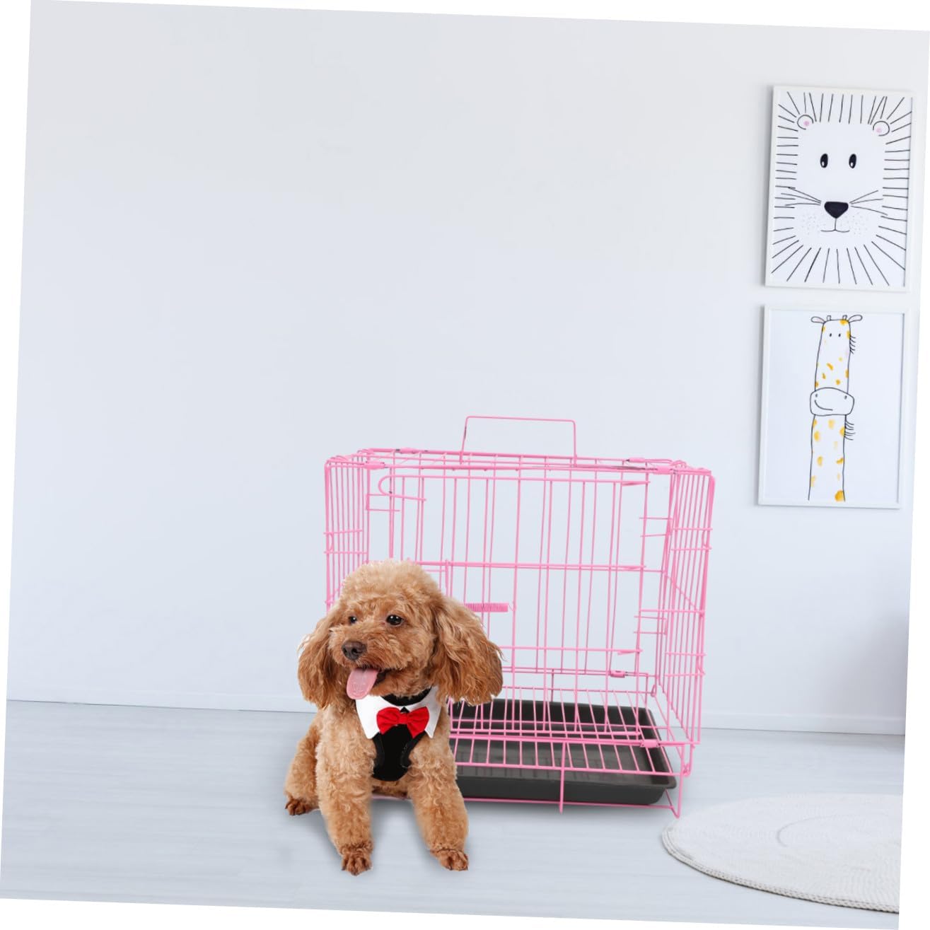 BESPORTBLE Folding Dog Crate Pet Cage Steel Cage House Easy to Carry for Small and Medium Dogs