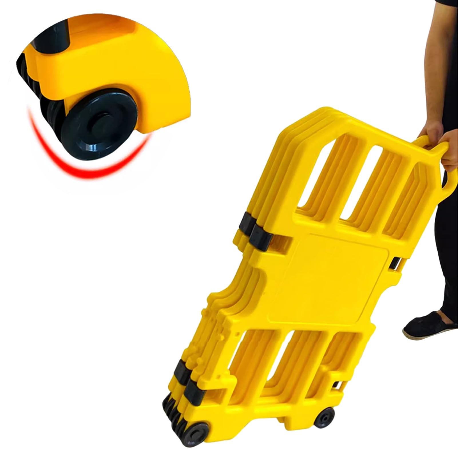 Barrière de circulation en plastique extensible 100 cm de haut avec roues et poignée de transport