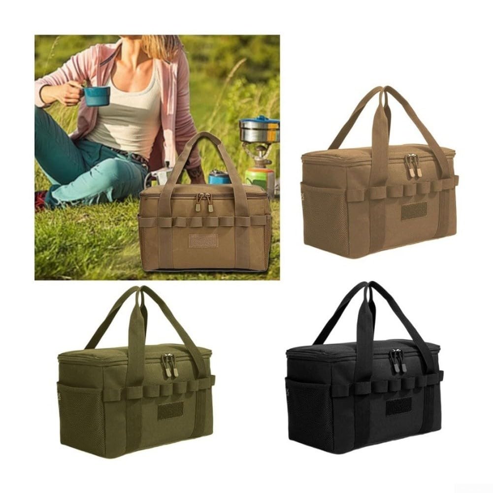 Bolsa de picnic de gran capacidad, enfriador aislado impermeable con partición de dos capas para almacenamiento de equipo de camping y aventuras de comedor al aire libre (negro)