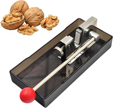 Nut Crackers for All Nuts with Heavy Duty Acrylic Base, Stainless Steel Silver Nutcracker for Black Walnuts Pecan Macadamia, Manual Adjustable Jaws Nutcracker Tool Classic Silver