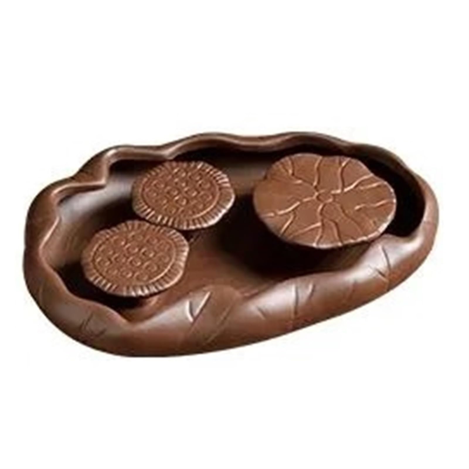 Bandeja Bandeja de té Rectangular, Bandeja de té Negro de Loto con Drenaje, Bandeja de Madera Multifuncional for Servir té(Brown)