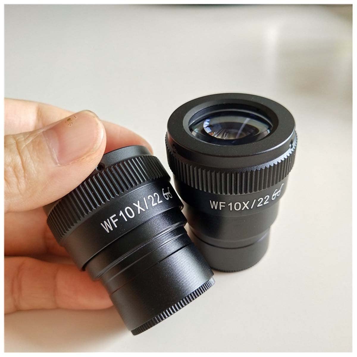 ZTBH Zestaw akcesoriów do mikroskopu WF10X 22 mm regulowany obiektyw stereo, mikroskop biologiczny z mikrometrem waga do czytania slajdy mikroskopu (kolor: 2 szt. wf10x)