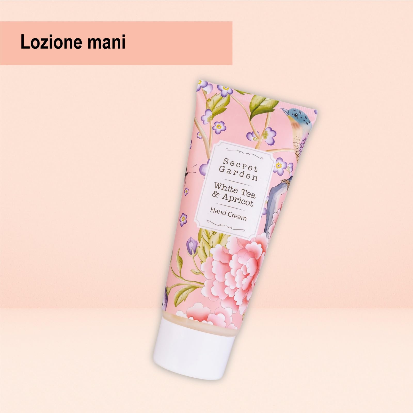Accentra Set regalo SECRET GARDEN, set bagno donna con 240 ml gel doccia e 240 ml bagnoschiuma, cofanetto regalo bagno donna in scatola di legno bianca con manico, idea regalo cura corpo per lei