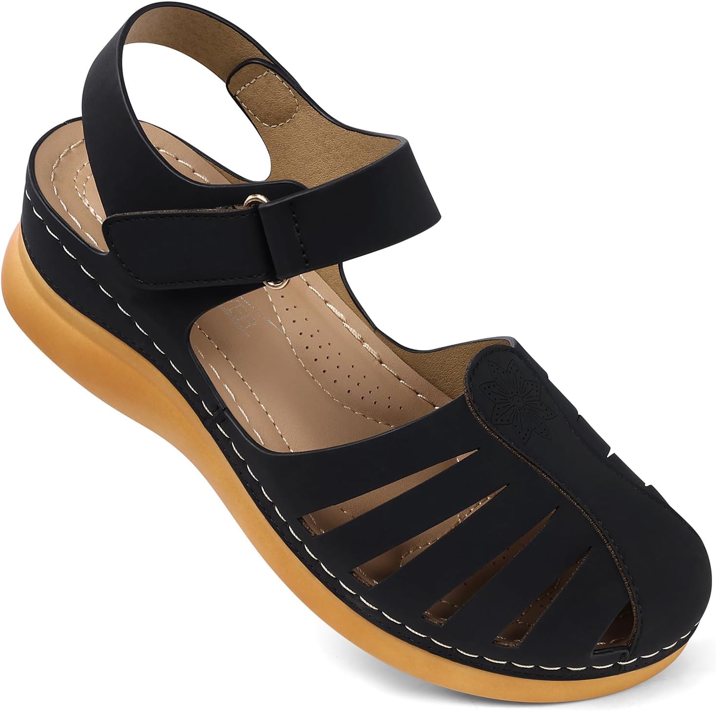 Women Comfortable Flat Sandals: Closed Toe Dressy Summer Sandal