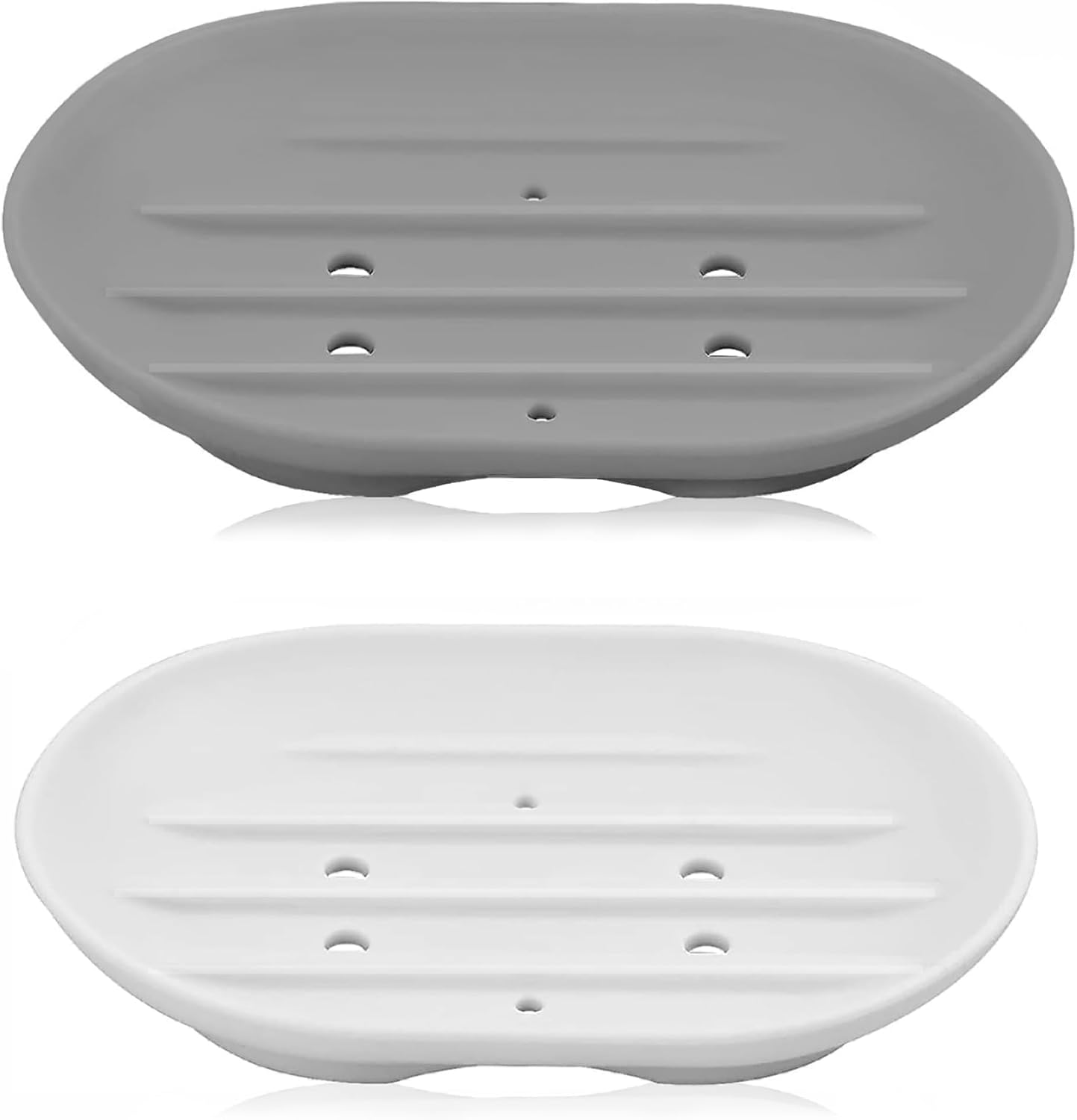 2 Pcs Silicone Soap Dish with Drainage,Anti-Slip Portable Shower Soap Box, Self Draining Shower Soap Holder for Showers, Bathroom, Kitchen, Counter Top and Shelf, Easy Cleaning