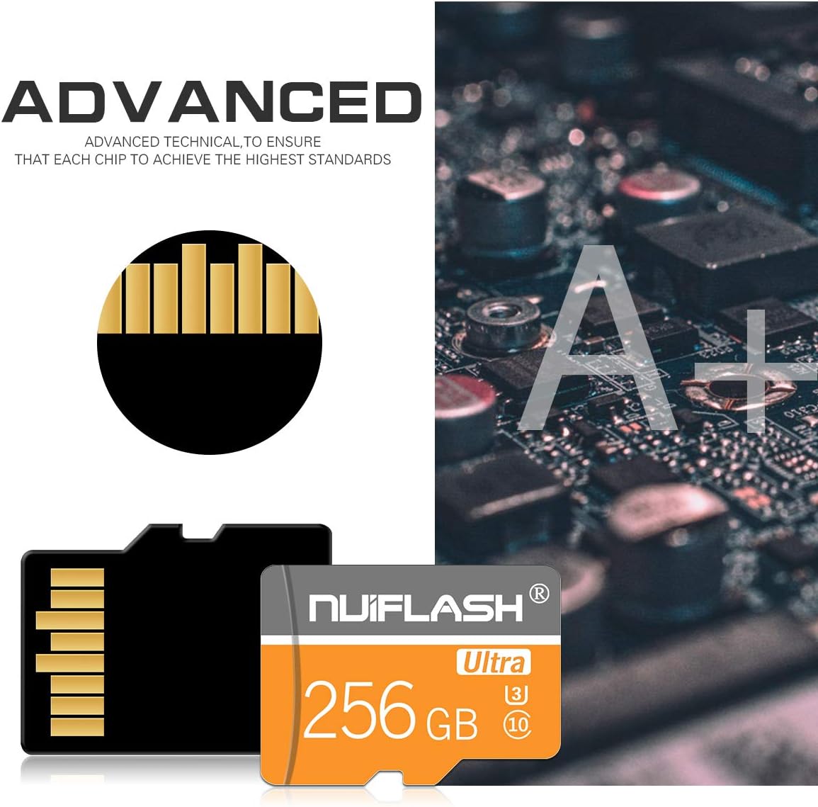 256gb Micro SD Card (Class 10 High Speed) Memory Card/TF Card with Adapter for Camera, Phone, Computer, Nintendo Switch, Dash Came, Surveillance,Drone