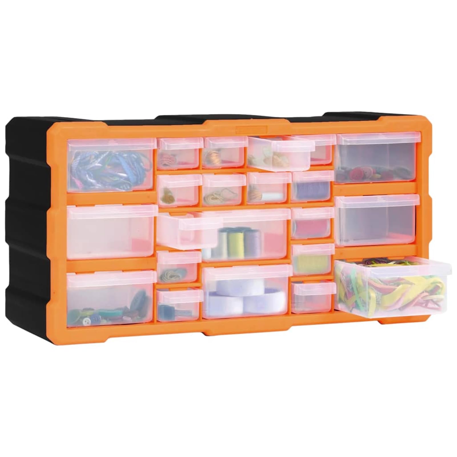 Gecheer Organizador de Herramientas de 22 Cajones - PP, 49 x 16 x 25,5 cm, Naranja y Negro, No Requiere Montaje Modelo YHSLRZJ-147583ES