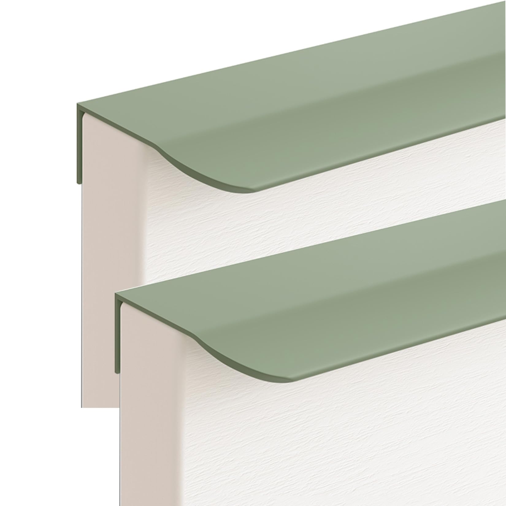 Cabinet Handles, 2 Packs Concealed Kitchen Cupboard Handles,Hidden Drawer Pulls,Finger Edge Pull Aluminum Alloy Cabinet Invisible Furniture Profile Door Knob for Wardrobe,Bathroom,Living Room(Green,60