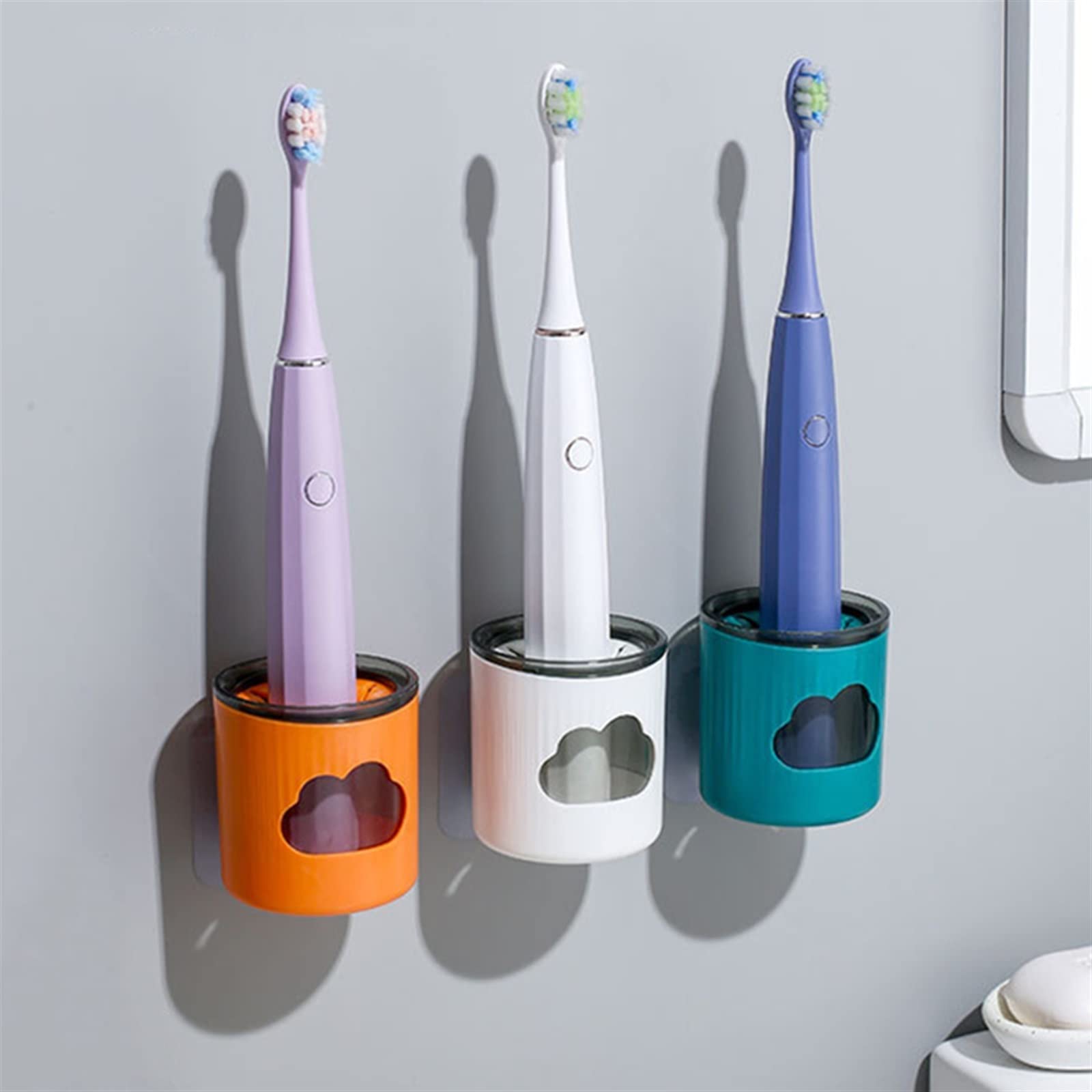 Soporte para cepillos de dientes Soporte para cepillos de dientes montado en la pared Ahorro de espacio Soporte para cepillos de dientes eléctricos Organizador en rack Estante para el baño en