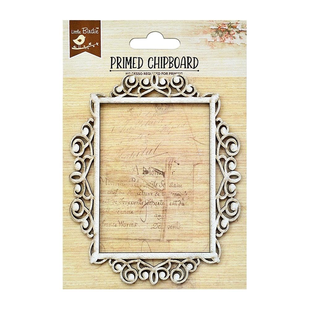 Little Birdie Laser Cut Primed Chipboard 1/Pkg-Antique Rectangle Frame