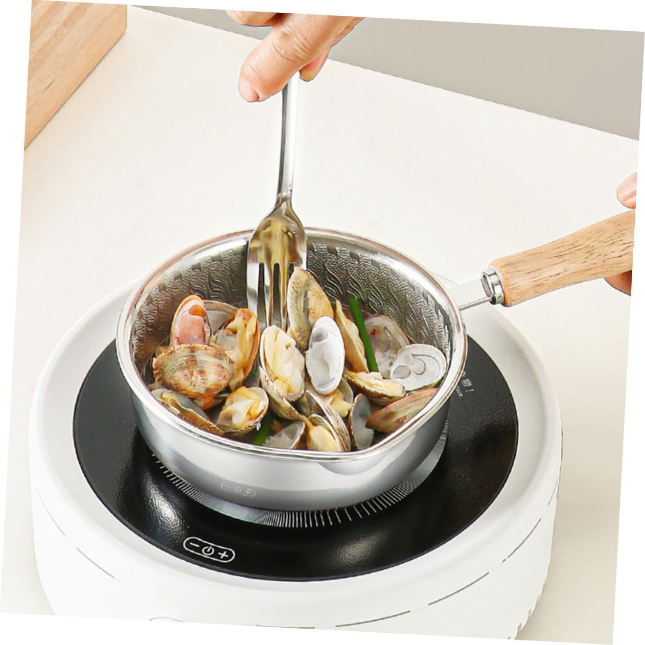 SOLUSTRE Stainless Steel Non Stick Pan Pan Lid Omelet and Poached Egg Cooker Steaks Induction Stove Safe