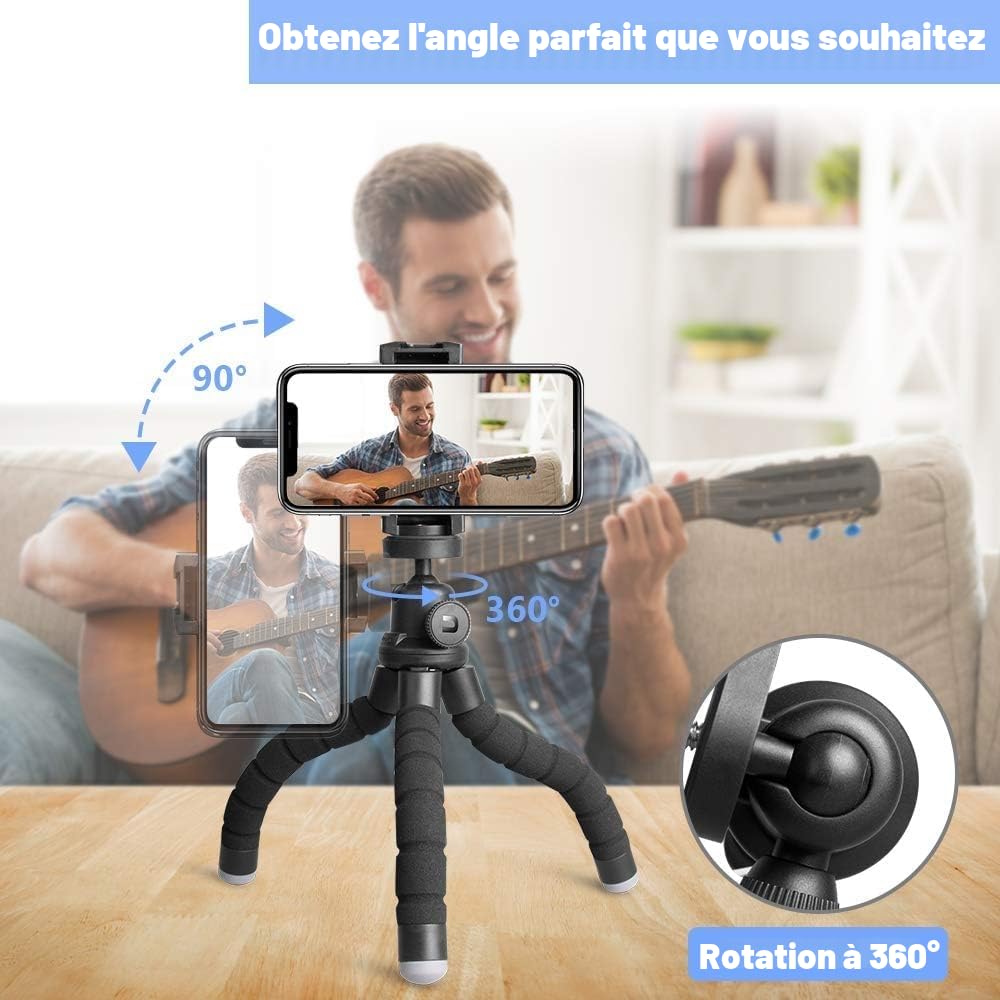UBeesize Trépied pour téléphone Portable, Mini Trépied pour Smartphone et Appareil Photo, Mini Tripod avec Télécommande Bluetooth