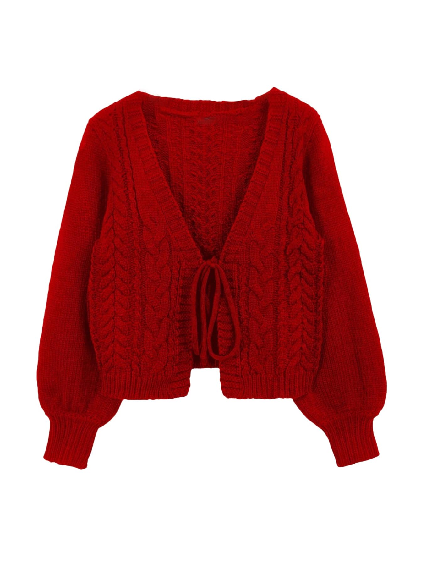 SOLY HUX Cardigan Sweaters for Women Cropped Tie Front Bow Lightweight Cardigan Long Sleeve Trendy Fall Shrugs