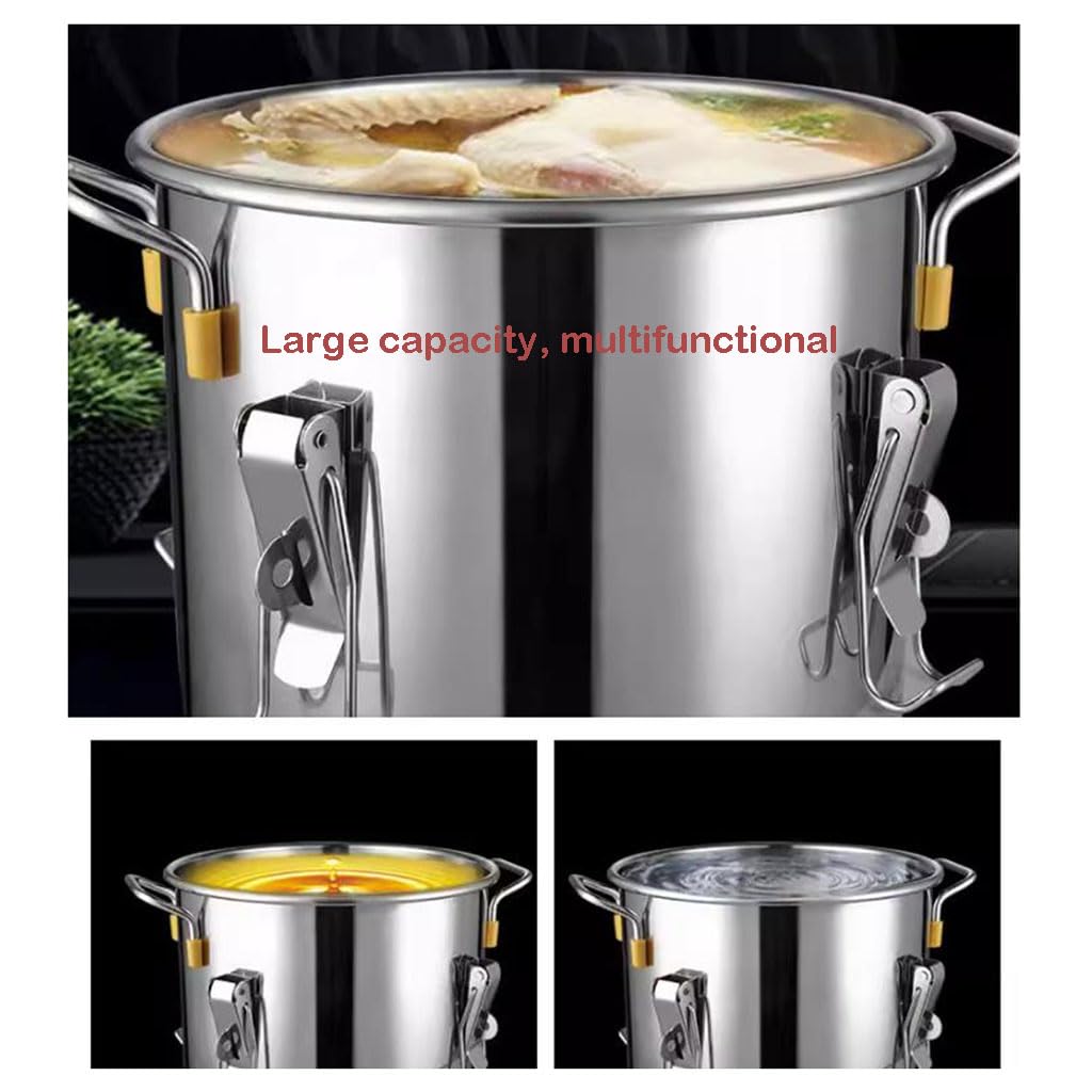 Barattolo per Alimenti 304 Contenitori per Alimenti in Acciaio Inossidabile Ermetico con Manico Portatile,Grandi Contenitori per Riso da Cucina Secchio con Coperchi E Morsetto(Size:20L)