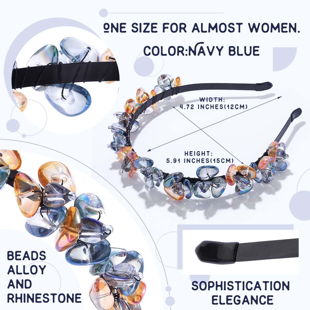 IYOU Shiny Crystal Headband Black Sparkly Rhinestone Hair Hoop Stones Party Costume Hair Accessories for Women - Image 2