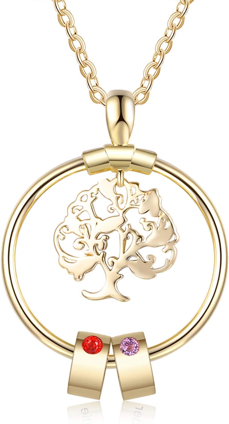 Family Necklace Personalized Tree of Life Necklace for Mothers Custom Mom Necklace with Birthstone Family Name Necklace Mothers Day Necklace for New Mom Grandmother Gifts for Mom